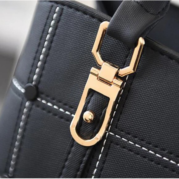 Large Capacity Vegan Leather Black Shoulder Bag - Picture 9 of 11